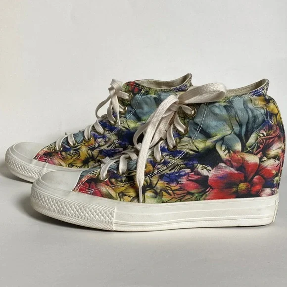 Converse All Star Lux Floral Wedge Sneakers Size 8 - Picture 16 of 16